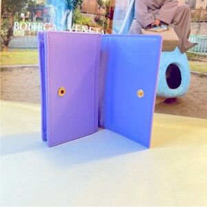 Bottega Veneta Slim Flap Card Case Intrecciato Cassette Lavender Purple